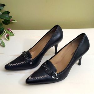 MICHAEL Michael Kors | Black Leather Pumps with Whipstitch Detail Sz 6 1…